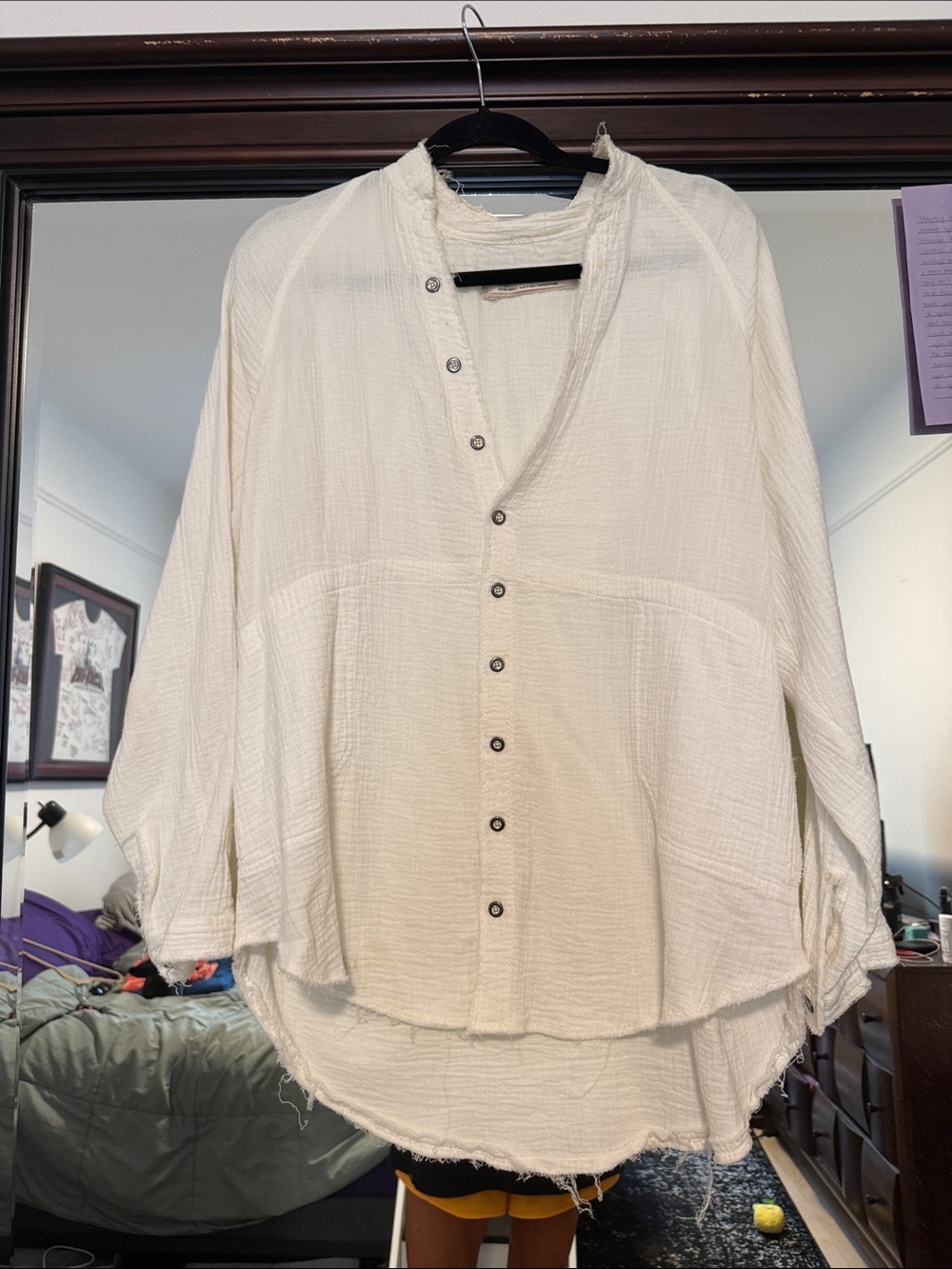Free People whitw Button-Front Gauze Shirt
